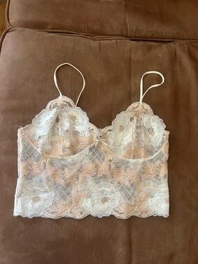 Arianne Lace Bandeau Bralette - Ivory & Blush M ?